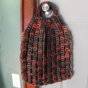 Vtg 1970s tooled leather woven bag hippie boho purse